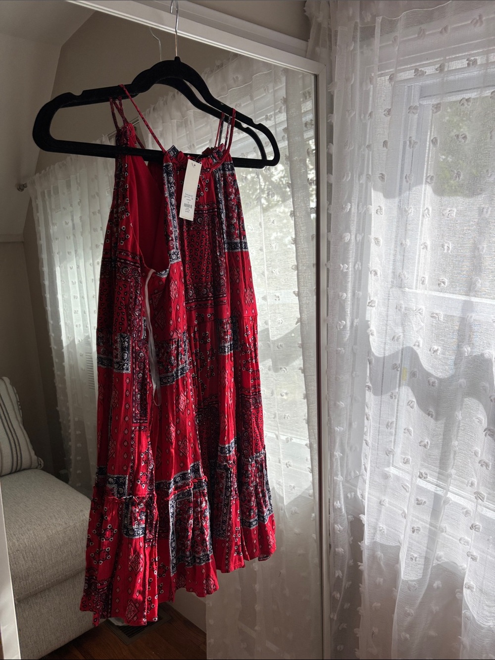 Francesca's Collections Red Bandana Patchwork Mini Dress